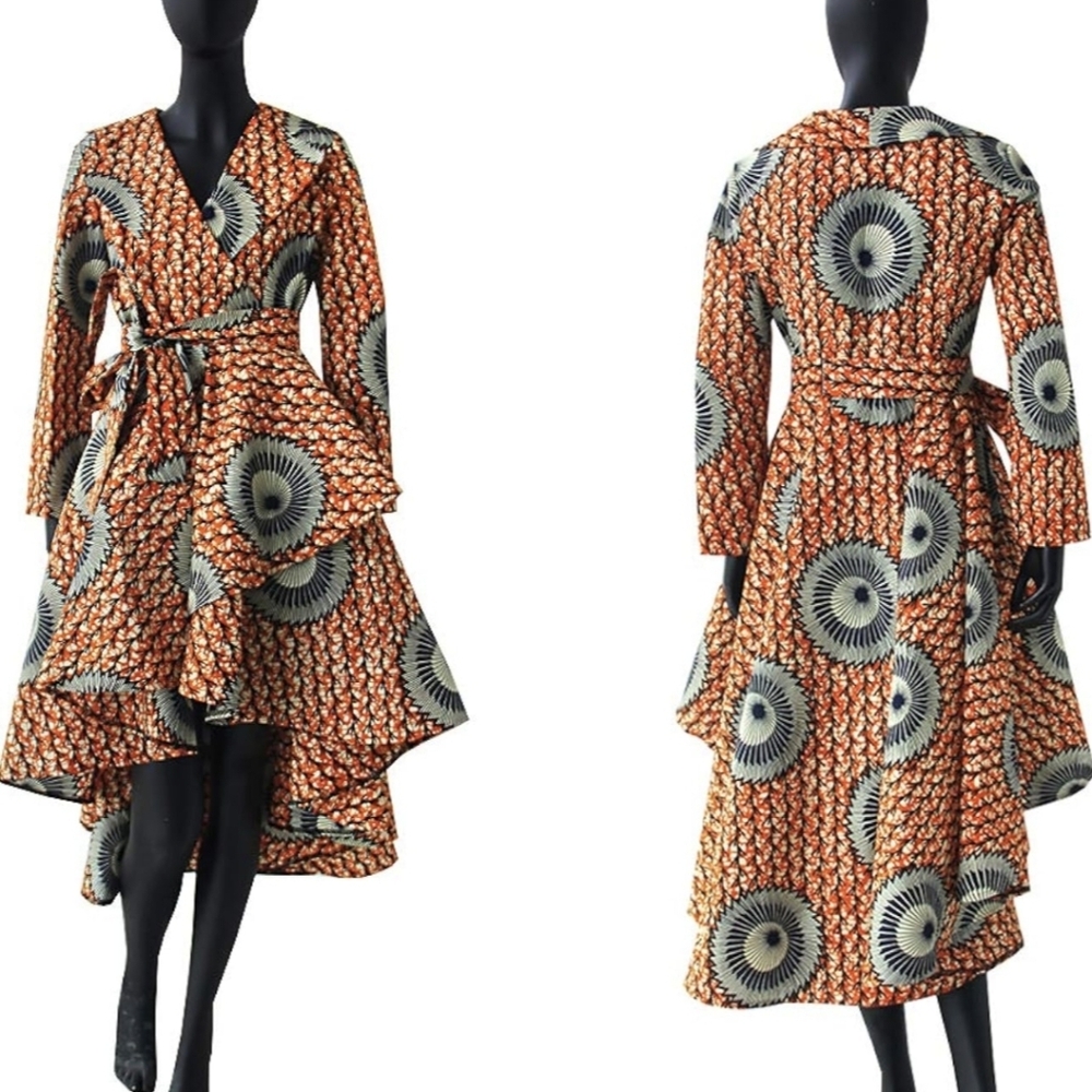 NWOT Custom Made Dashiki Style Red and Black Patterned Jacket